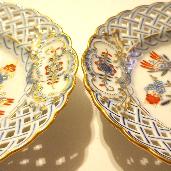 RARE 2 Meissen Antique - Plates Blue Onion "Buntes Zwiebelmuster " Porcelain - Picture 13 of 13